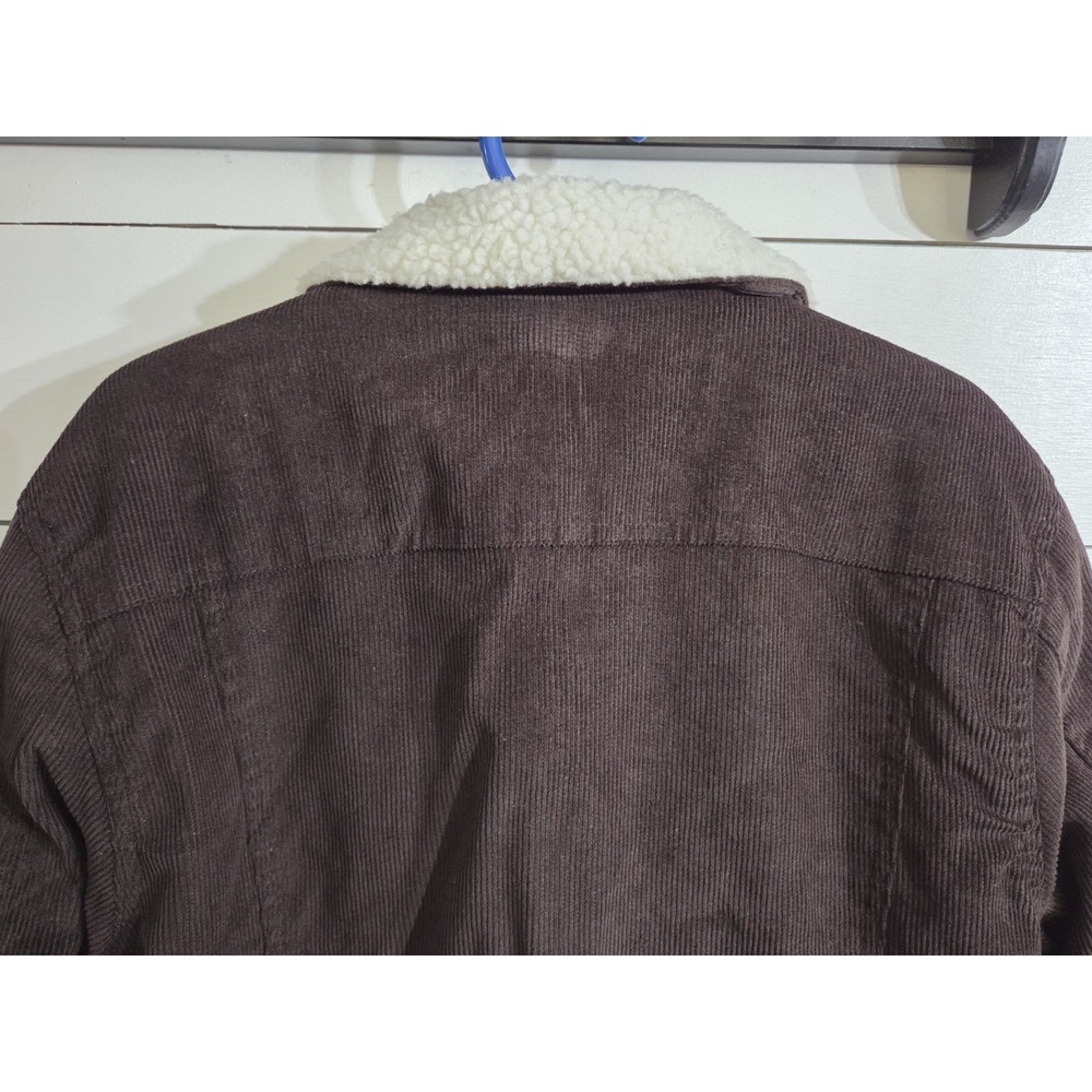 Brooklyn Cloth Mens Brown L Corduroy Sherpa Lined Trucker Jacket Snaps Nice - Picture 10 of 12